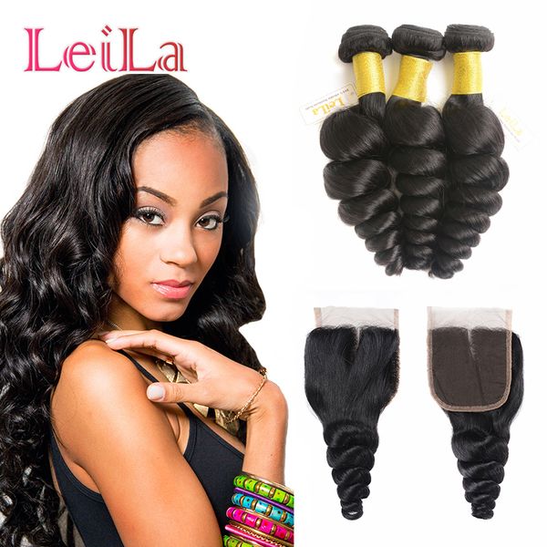 brazilian peruvian indian malaysian remy hair bundles with lace closure 4pieces/lot virgin hair loose wave human hair weaves from leila, Black
brazilian peruvian indian malaysian remy hair bundles with lace closure 4pieces/lot virgin hair loose wave human hair weaves from leila, Black