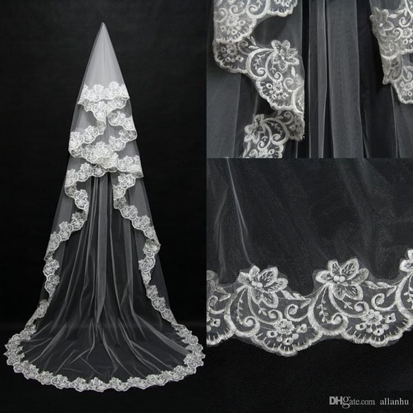 new arrival without comb wedding veil white ivory brival veil 3m length one layer lace edge, Black
new arrival without comb wedding veil white ivory brival veil 3m length one layer lace edge, Black