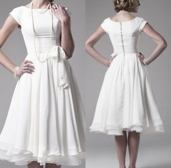 Short Beach Modest Wedding Dresses With Sleeves Chiffon Knee Length Boho Wedding Gowns With Cap Sleeves Sashes Summer Reception Dress 2019
Short Beach Modest Wedding Dresses With Sleeves Chiffon Knee Length Boho Wedding Gowns With Cap Sleeves Sashes Summer Reception Dress 2019