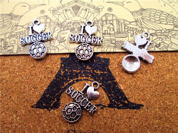 75pcs--i love soccer charms, antique tibetan silver soccer charm pendants 20x16mm, Bronze;silver
75pcs--i love soccer charms, antique tibetan silver soccer charm pendants 20x16mm, Bronze;silver