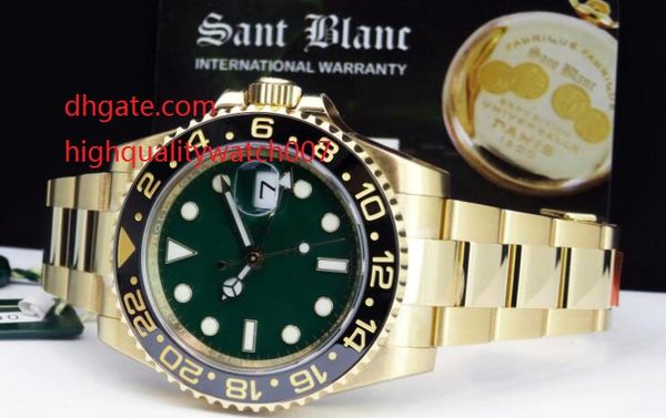 HOT Luxury High Quality Watch Asia 2813 Mechanical Movement 40MM 18kt GOLD GMT with GREEN Index Dial - 116718 Ceramic Automatic Mens Watches
HOT Luxury High Quality Watch Asia 2813 Mechanical Movement 40MM 18kt GOLD GMT with GREEN Index Dial - 116718 Ceramic Automatic Mens Watches