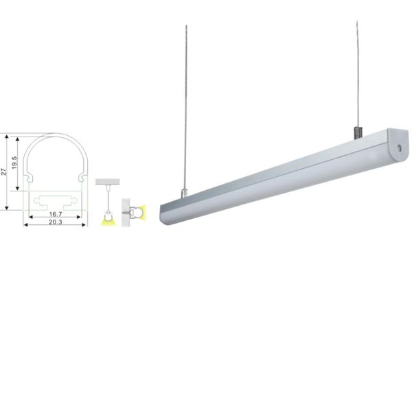 10 X 1m Sets/lot Round Shape Aluminium Led Profile And Anodized Silver Channel Profile Led For Ceiling Or Wall Lighting