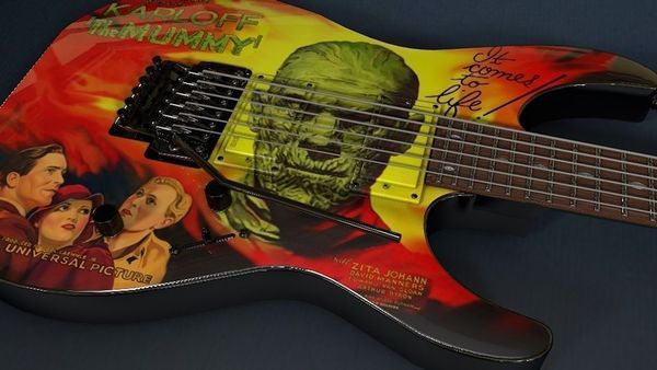 custom kirk hammett ltd kh-3 karloff mummy electric guitar custom painted & airbrushed by eye kandi, emg pickups, floyd rose tremolo bridge
custom kirk hammett ltd kh-3 karloff mummy electric guitar custom painted & airbrushed by eye kandi, emg pickups, floyd rose tremolo bridge