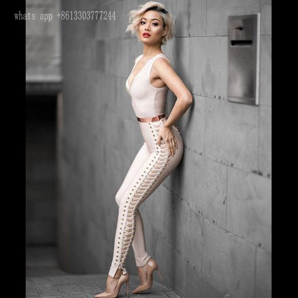 wholesale- 2017 fashion women jumpsuits off shoulder v neck sleeveless summer vestidos celebrity bandage jumpsuit lady rayon rompers, Black;white
wholesale- 2017 fashion women jumpsuits off shoulder v neck sleeveless summer vestidos celebrity bandage jumpsuit lady rayon rompers, Black;white