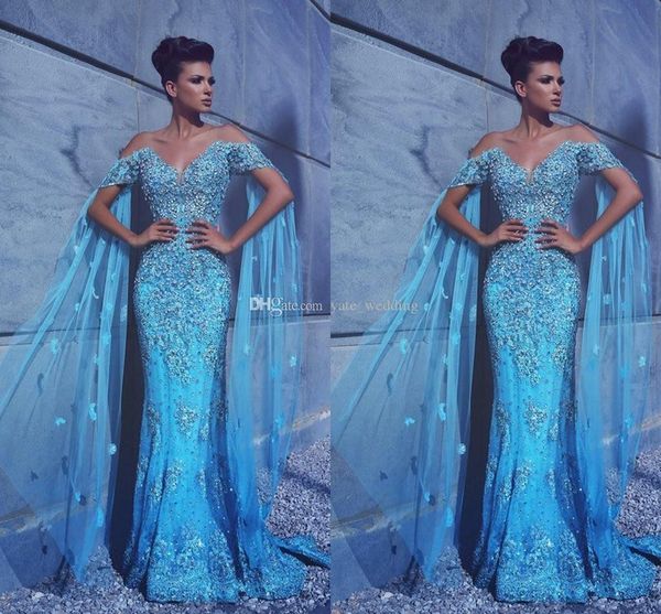 2017 luxury blue mermaid evening dresses off shoulder appliques crystal tulle custom made said mhamad formal evening gowns, Black;red
2017 luxury blue mermaid evening dresses off shoulder appliques crystal tulle custom made said mhamad formal evening gowns, Black;red