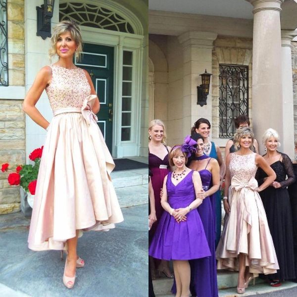 2017 blush pink lace taffeta mother of the bride dresses jewel pearls sequins bow sash high low wedding dress plus sizes en110912, Black;red 
2017 blush pink lace taffeta mother of the bride dresses jewel pearls sequins bow sash high low wedding dress plus sizes en110912, Black;red