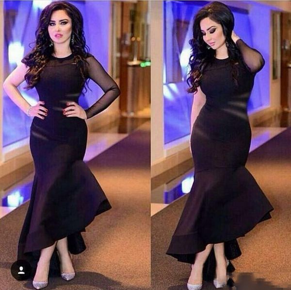 black mermaid formal evening dresses sheer one shoulder long sleeve o-neck evening gowns asymmetrical skirt arabic prom party gowns, Black;red 
black mermaid formal evening dresses sheer one shoulder long sleeve o-neck evening gowns asymmetrical skirt arabic prom party gowns, Black;red