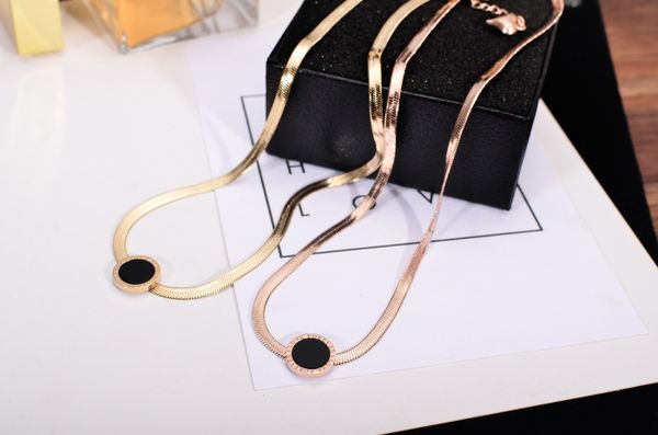 classic black round brand female necklace titanium steel rose gold color women love forever stainless steel clavicle necklace, Silver
classic black round brand female necklace titanium steel rose gold color women love forever stainless steel clavicle necklace, Silver