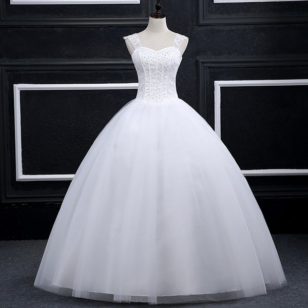 vestidos de noiva 2018 capped tulle ball gown wedding dresses lace appliqued wedding gowns lace up, White
vestidos de noiva 2018 capped tulle ball gown wedding dresses lace appliqued wedding gowns lace up, White