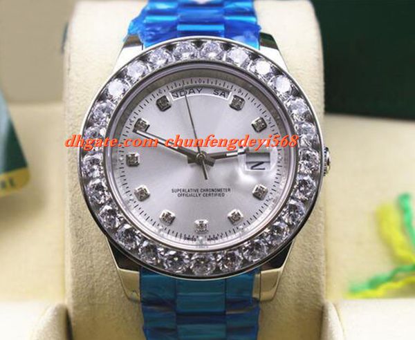 fashion luxury stainless steel bracelet w/ white gold bigger diamond dial & ceramic bezel 41mm automatic mechanical men watches, Slivery;brown
fashion luxury stainless steel bracelet w/ white gold bigger diamond dial & ceramic bezel 41mm automatic mechanical men watches, Slivery;brown