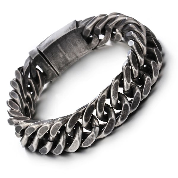mens awesome black 316l frosted stainless steel 12.5mm / 15mm vintage double link curb cuban chain bracelet 8.5''
mens awesome black 316l frosted stainless steel 12.5mm / 15mm vintage double link curb cuban chain bracelet 8.5''