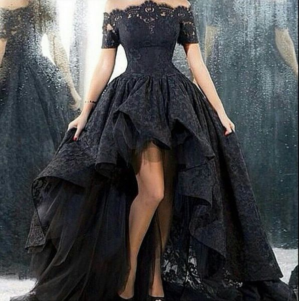 high low prom dresses 2018 black lace off the shoulder short sleeves a-line corset fast shipping special occasion party gowns modest style
high low prom dresses 2018 black lace off the shoulder short sleeves a-line corset fast shipping special occasion party gowns modest style
