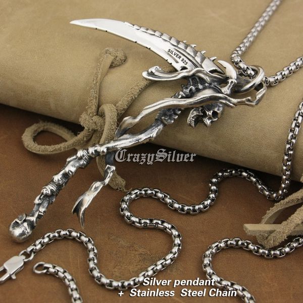 linsion huge 925 sterling silver grim reaper skull sickle scythe biker pendant ta22 stainless steel necklace 24 inches
linsion huge 925 sterling silver grim reaper skull sickle scythe biker pendant ta22 stainless steel necklace 24 inches