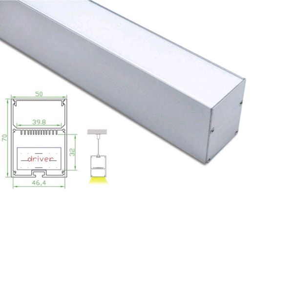 10 X 1m Sets/lot Office Lighting Aluminium Led Profile And Anodized Super Large Square Channel For Ceiling Or Pendant Lamps