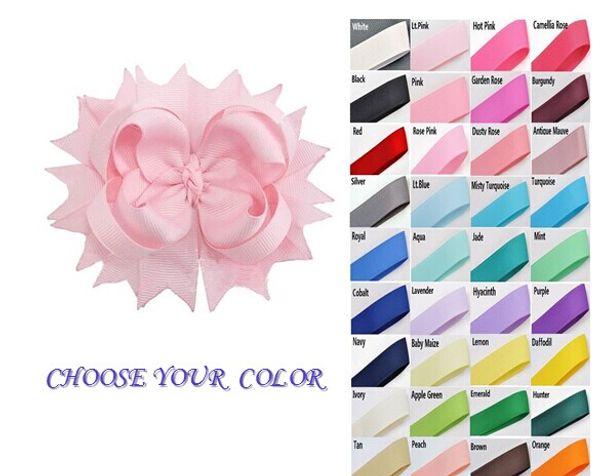4.5" solid grosgrain spike bow clips , children's hair accssory choose colors 120pcs, Slivery;white
4.5" solid grosgrain spike bow clips , children's hair accssory choose colors 120pcs, Slivery;white
