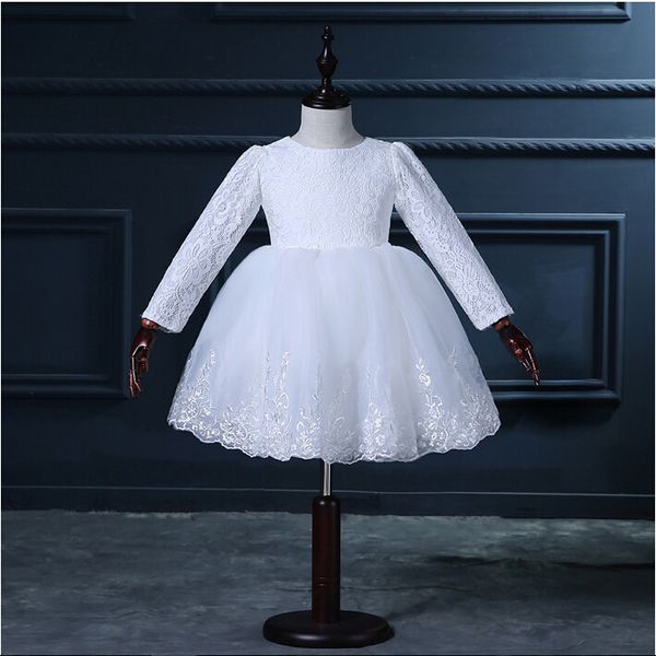 long sleeves flower girl dresses bow high neck party pageant communion dress for wedding little girls kids/children dress, White;blue
long sleeves flower girl dresses bow high neck party pageant communion dress for wedding little girls kids/children dress, White;blue