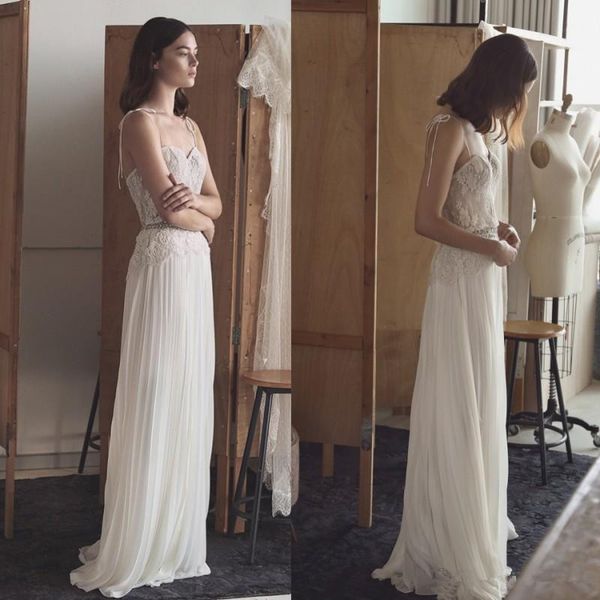 elegant style sheath beach wedding dresses spaghetti straps crystals sash beaded lace chiffon floor length bridal gowns custom size, White
elegant style sheath beach wedding dresses spaghetti straps crystals sash beaded lace chiffon floor length bridal gowns custom size, White