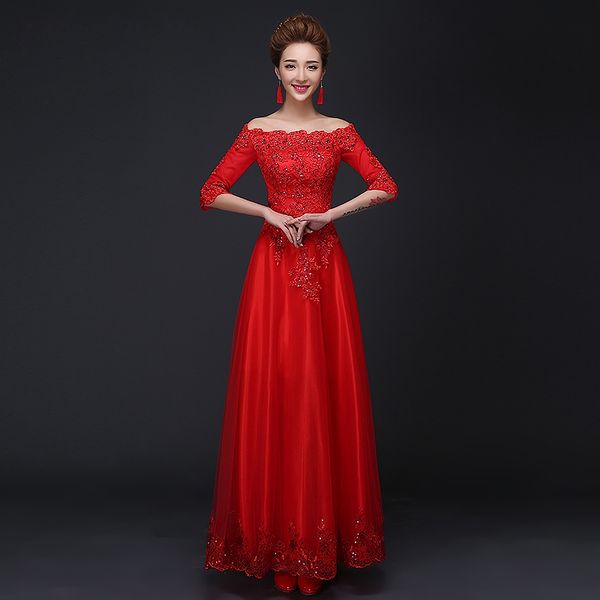 latest evening dresses half sleeve boat neck red bride gown with appliques long elegant ball prom party homecoming/graduation formal dress, Black;red
latest evening dresses half sleeve boat neck red bride gown with appliques long elegant ball prom party homecoming/graduation formal dress, Black;red