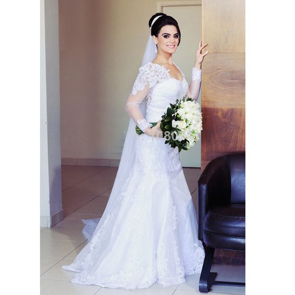 Wedding Gown 2019 Newest Sweetheart Neckline with Sheer Bridal Gown Long Sleeve Mermaid Wedding Dresses Vesitido de novia Custom made
Wedding Gown 2019 Newest Sweetheart Neckline with Sheer Bridal Gown Long Sleeve Mermaid Wedding Dresses Vesitido de novia Custom made