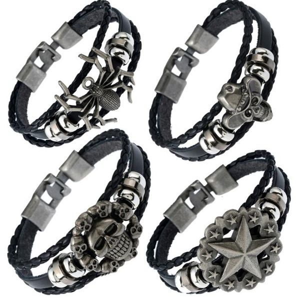 Vintage Punk Spider Stud Bracelet Leather Braided Charm Handcuff Men Bangles Handmade Stuff Bracelet Male Jewelry Accessories For Men AA204
Vintage Punk Spider Stud Bracelet Leather Braided Charm Handcuff Men Bangles Handmade Stuff Bracelet Male Jewelry Accessories For Men AA204