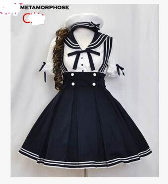 wholesale-customized dark blue princess japanese lolita school uniform cosplay sailor lolita dress, Black;red
wholesale-customized dark blue princess japanese lolita school uniform cosplay sailor lolita dress, Black;red