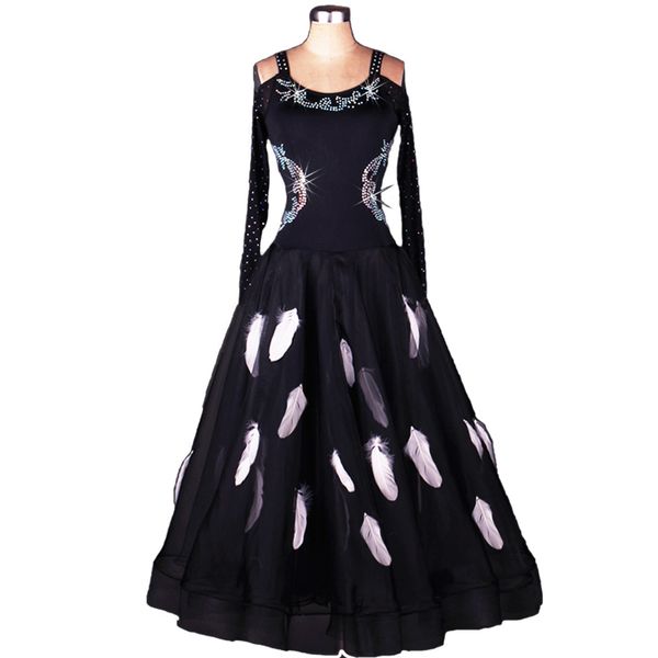 standard ballroom dance dresses ballroom dance competition dresses waltz dress flamenco d352 long sleeve with real feathers rhinestones, Black;red
standard ballroom dance dresses ballroom dance competition dresses waltz dress flamenco d352 long sleeve with real feathers rhinestones, Black;red