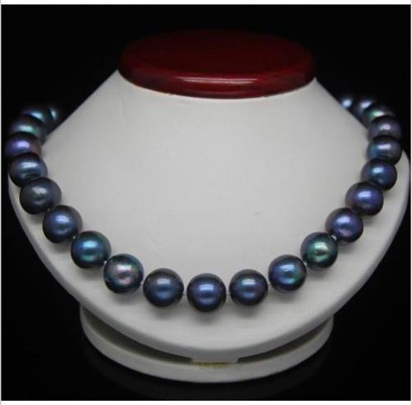 18''10-11mm tahitian black blue pearl necklace 14k, Silver 
18''10-11mm tahitian black blue pearl necklace 14k, Silver