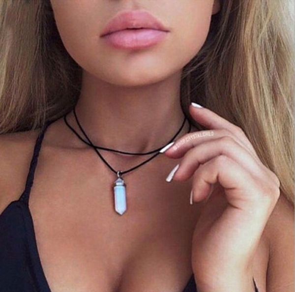 collar jewelry double pu leather chain crystal natural stone droplets choker necklaces for women gifts 9 colors hz, Golden;silver
collar jewelry double pu leather chain crystal natural stone droplets choker necklaces for women gifts 9 colors hz, Golden;silver