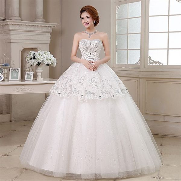 2017 new wedding dresses white/ivory princess bridal gown sweetheart floor length ball gown luxury beads vestidos de novia