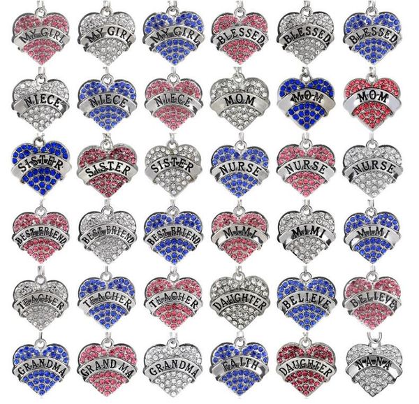 women lady clear blue pink crystal heart lettering words engraved family member pendant necklace jewelry christmas day gift, Silver
women lady clear blue pink crystal heart lettering words engraved family member pendant necklace jewelry christmas day gift, Silver