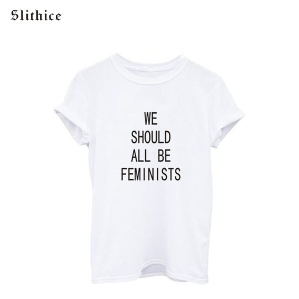 wholesale- new fashion women harajuku t-shirt white short sleeve o-neck we should all be feminists letter printed female leisure
wholesale- new fashion women harajuku t-shirt white short sleeve o-neck we should all be feminists letter printed female leisure