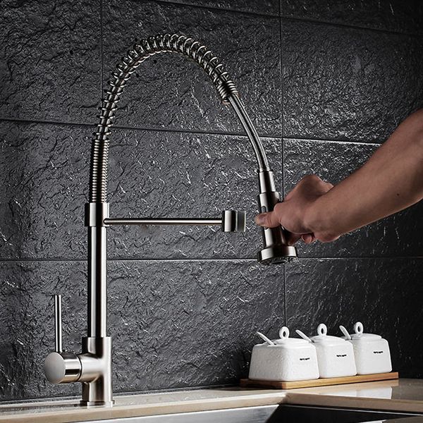 new upgrade brushed deck mounted single handle sink faucet pull out and down kitchen vessel faucet hs315
new upgrade brushed deck mounted single handle sink faucet pull out and down kitchen vessel faucet hs315