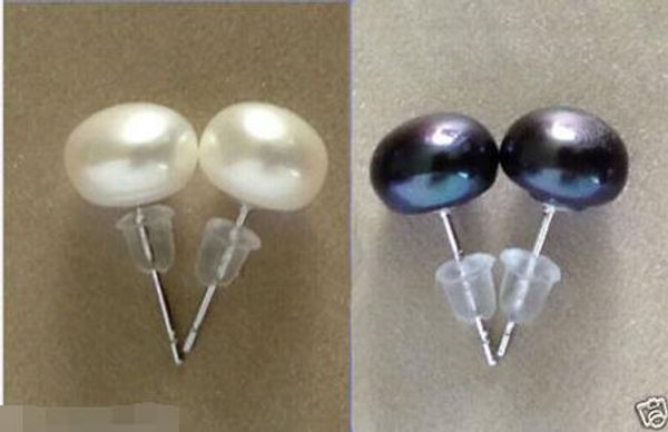 2 piece huge 11-12mm black & white freshwater pearl stud earrings
2 piece huge 11-12mm black & white freshwater pearl stud earrings
