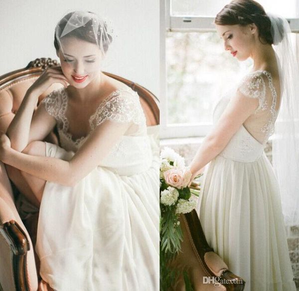 2019 lace bohemia wedding dresses beach style chiffon pleats a-line cap sleeve backless bridal gowns robe de mariage custom made new w2005, White
2019 lace bohemia wedding dresses beach style chiffon pleats a-line cap sleeve backless bridal gowns robe de mariage custom made new w2005, White