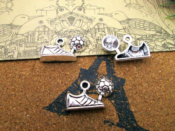 45pcs--soccer charms, antique tibetan silver cleat and soccer ball pendants/ charms 24x15mm, Bronze;silver
45pcs--soccer charms, antique tibetan silver cleat and soccer ball pendants/ charms 24x15mm, Bronze;silver