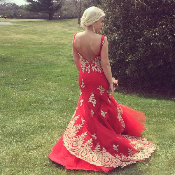gorgeous red mermaid prom dresses sheer neck cap sleeves appliques lace tulle gold backless plus size evening dresses aso ebi prom dress, Black
gorgeous red mermaid prom dresses sheer neck cap sleeves appliques lace tulle gold backless plus size evening dresses aso ebi prom dress, Black