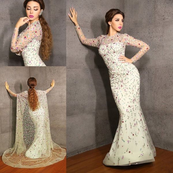 myriam fares luxury mermaid prom dresses 2017 colorful appliques beaded illusion long sleeves evening gowns with removed long cloak vestidos, Black
myriam fares luxury mermaid prom dresses 2017 colorful appliques beaded illusion long sleeves evening gowns with removed long cloak vestidos, Black