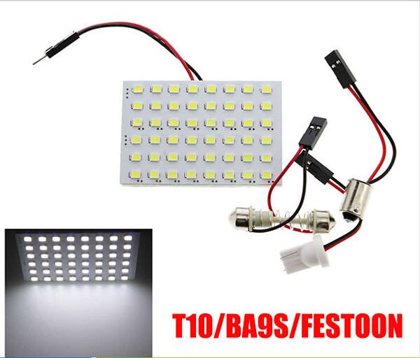 10x 48 led auto car dome festoon interior bulb roof reading light lamp with t10 adapter festoon base 3528-48smd
10x 48 led auto car dome festoon interior bulb roof reading light lamp with t10 adapter festoon base 3528-48smd