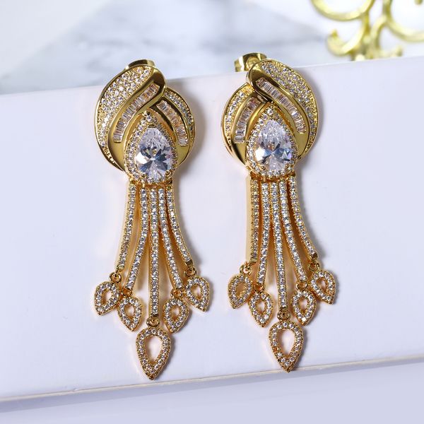 large dangle earrings gold and white color setting bright cubic zirconia women jewelry for bridal wedding party, Silver
large dangle earrings gold and white color setting bright cubic zirconia women jewelry for bridal wedding party, Silver