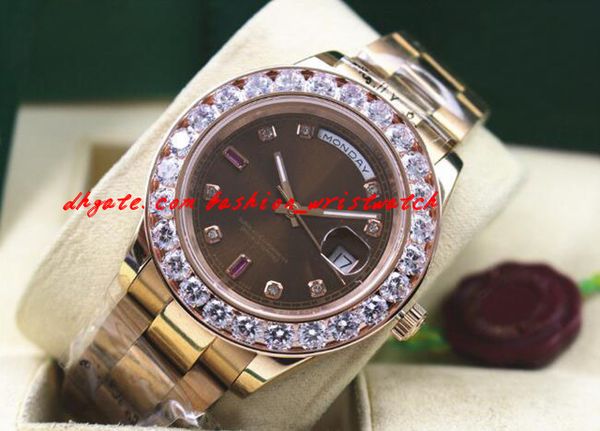 new arrival luxury wristwatch 118205 mens everose gold chocolate diamond & ruby automatic mechanical movement 41mm bigger diamonds watch, Slivery;brown
new arrival luxury wristwatch 118205 mens everose gold chocolate diamond & ruby automatic mechanical movement 41mm bigger diamonds watch, Slivery;brown