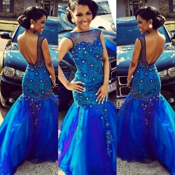 royal blue backless prom dresses 2k18 sheer neck lace appliques shinned beaded evening gowns mermaid sweep train formal party vestidos, Black
royal blue backless prom dresses 2k18 sheer neck lace appliques shinned beaded evening gowns mermaid sweep train formal party vestidos, Black