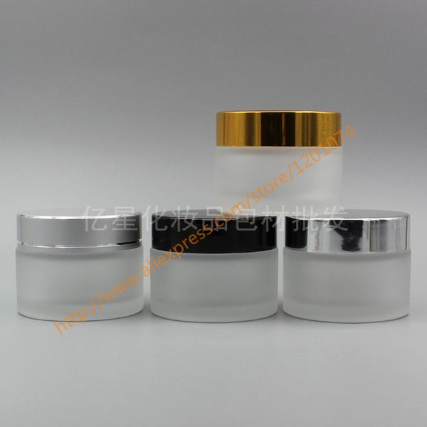 Wholesale- 50g clear frosted glass cream jar with shiny silver/black/gold/matte silver aluminum lid, 50 gram cosmetic jar,frosted container
Wholesale- 50g clear frosted glass cream jar with shiny silver/black/gold/matte silver aluminum lid, 50 gram cosmetic jar,frosted container