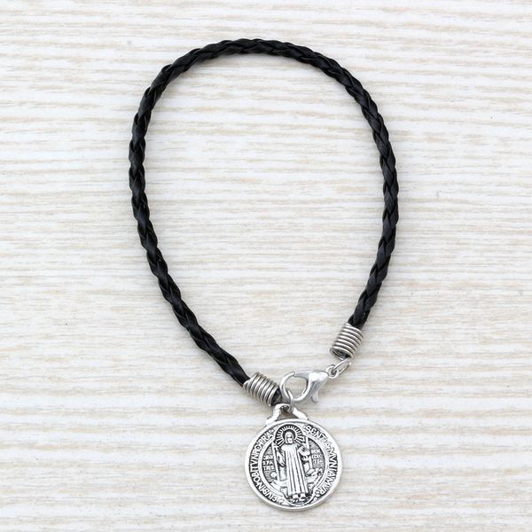 MIC 20pcs black leather bracelet Antique silver alloy Saint Benedict Medal Charms Bracelet B-58
MIC 20pcs black leather bracelet Antique silver alloy Saint Benedict Medal Charms Bracelet B-58