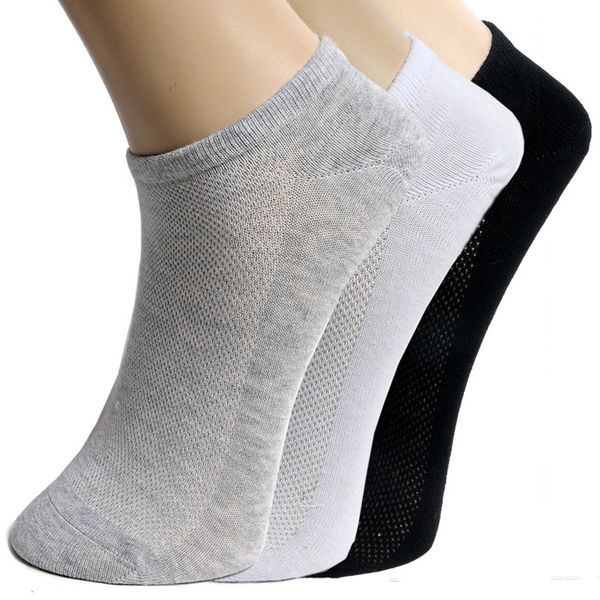 

Wholesale Mens socks Summer Casual polyester breathable 3 Pure Colors sports Mesh short boat socks for Male, Gray