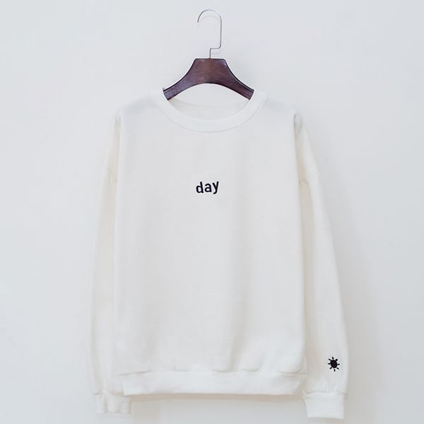 women's t-shirt korean new winter sweatshirt women tracksuits suits day night sun moon kawaii embroidered, White
women's t-shirt korean new winter sweatshirt women tracksuits suits day night sun moon kawaii embroidered, White