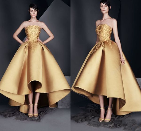 high-low gold elegant evening dresses strapless sleeveless prom gowns with applique back zipper custom made formal party dresses 2017 new, Black;red
high-low gold elegant evening dresses strapless sleeveless prom gowns with applique back zipper custom made formal party dresses 2017 new, Black;red