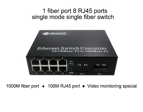 

full gigabit 1 fiber port 8 rj45 ports single mode single fiber optical fiber switch network video monitoring dedicated converter