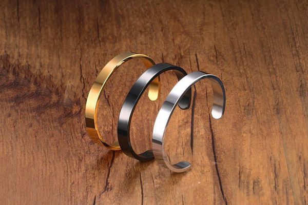 women's men's wide open bracelets gold silver black plated stainless steel cuff bangles jewelry pulseras 6mm
women's men's wide open bracelets gold silver black plated stainless steel cuff bangles jewelry pulseras 6mm
