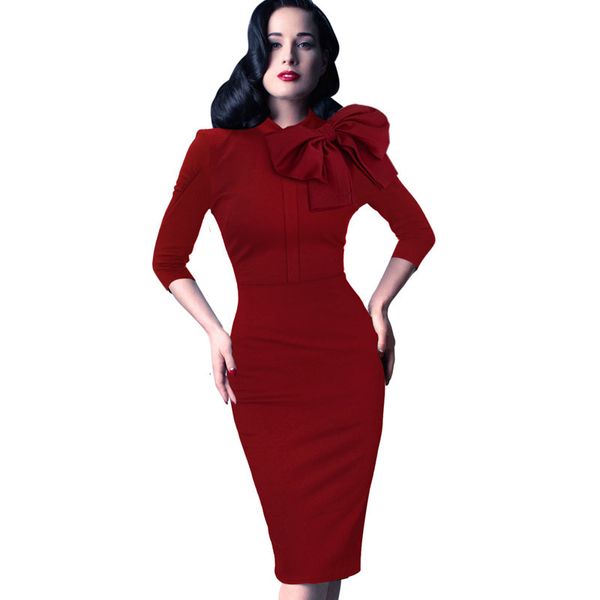 new fashion womens elegant vintage pinup rockabilly 3/4 sleeve bow party work sheath bodycon wiggle pencil dress, White;black
new fashion womens elegant vintage pinup rockabilly 3/4 sleeve bow party work sheath bodycon wiggle pencil dress, White;black