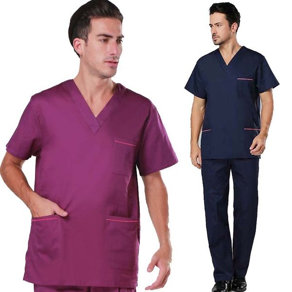 men work uniform fashion style short sleeves v-neck scrub sets / summer wear clothes dental work coat, Black;white
men work uniform fashion style short sleeves v-neck scrub sets / summer wear clothes dental work coat, Black;white
